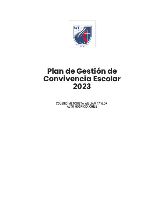 Portada Plan de Gestión de Convivencia Escolar