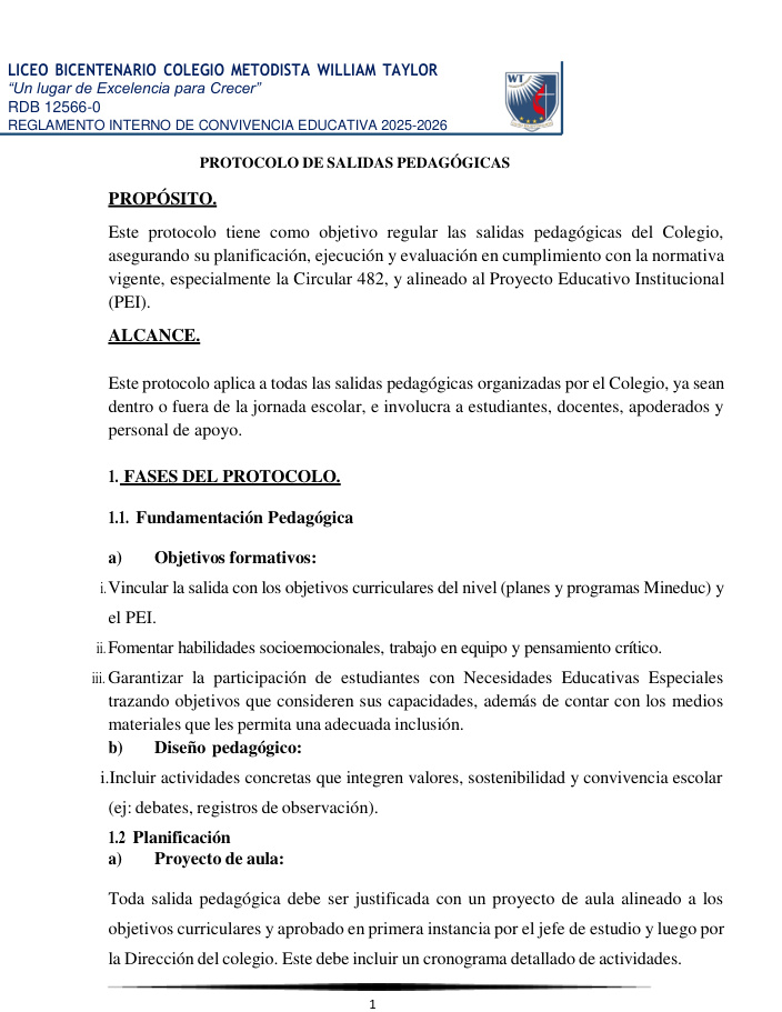 Portada Protocolo de Salidas Pedagógicas