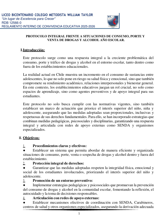 Portada Protocolo frente a Consumo, Porte y Venta de Drogas y Alcohol